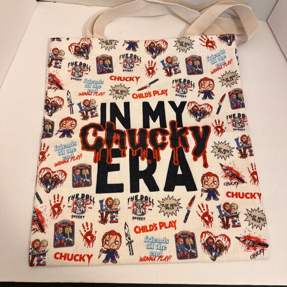 🎃 Set of 2 “In My Chucky Era” Canvas Tote Bags | Halloween Candy Bags | Horror - Picture 2 of 7